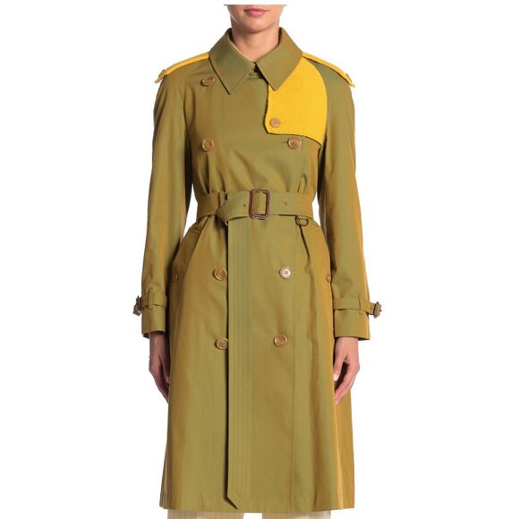 NWT Burberry Trench Coat | Contrast Knit, Designer London Heritage Style - Picture 4 of 16